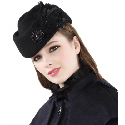French Winter Women Fedora Hat Wool FS